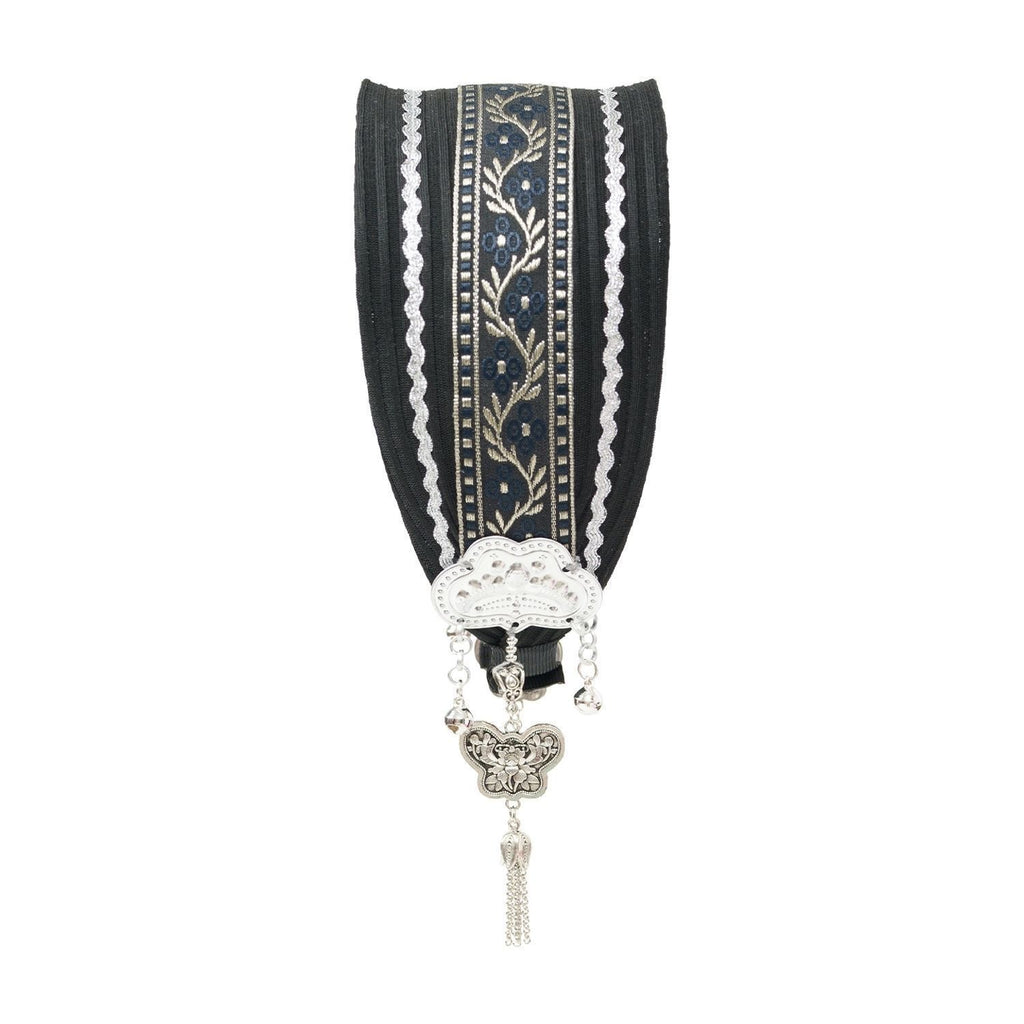 Silver Tassel Embroidered Headband