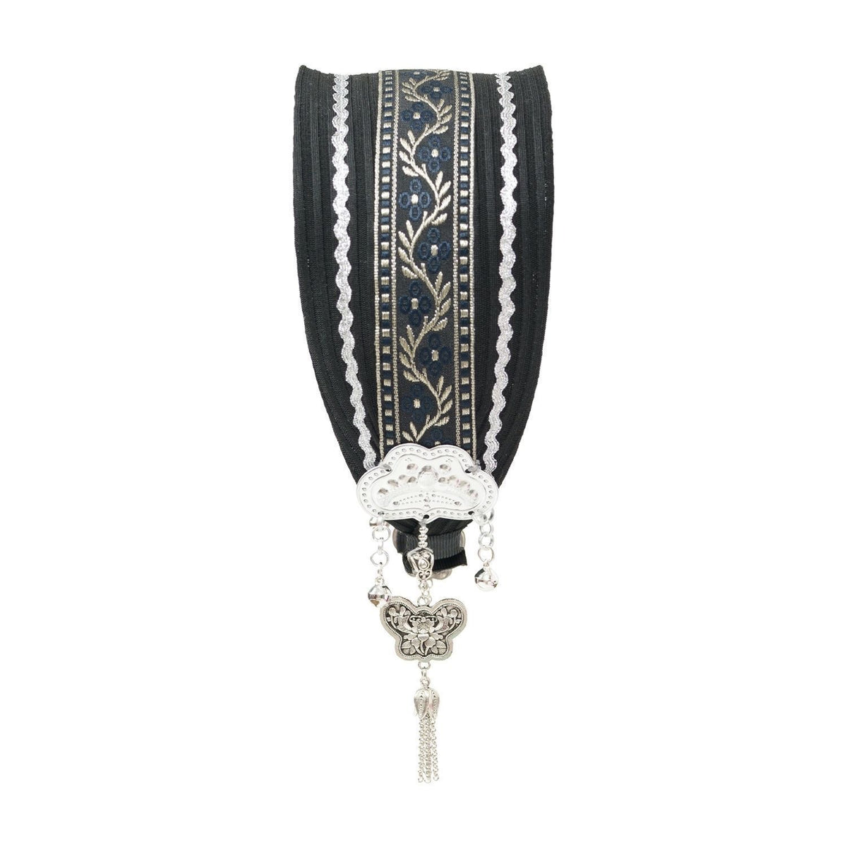 Silver Tassel Embroidered Headband