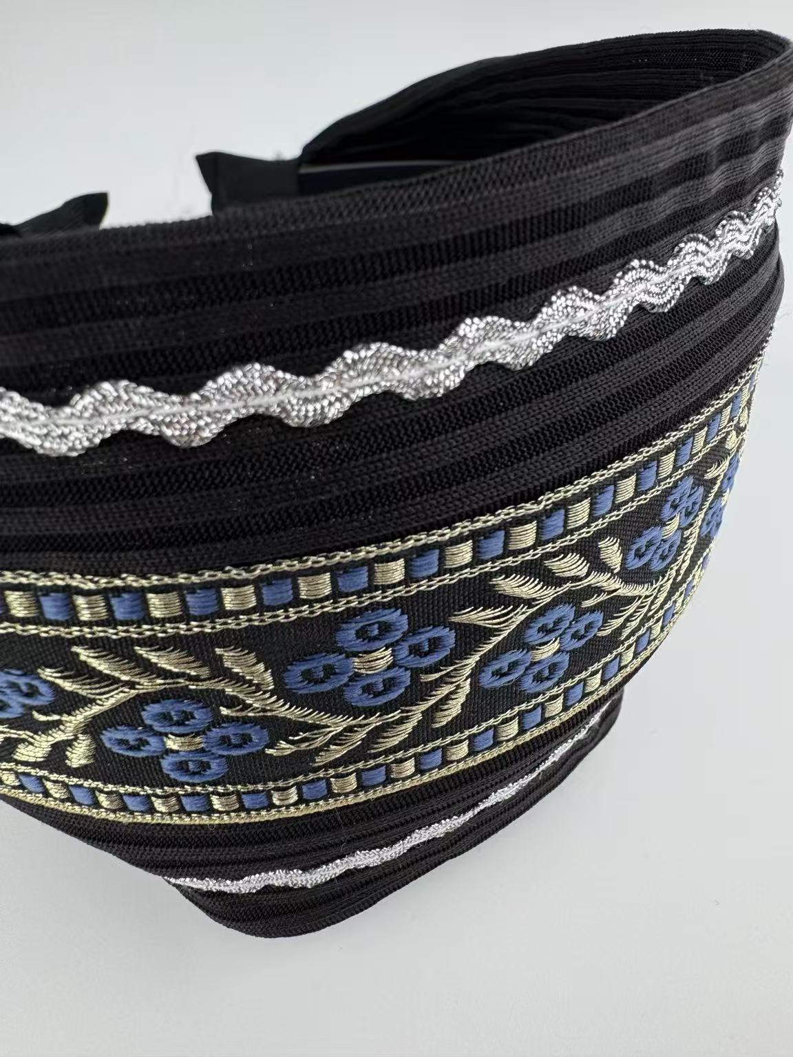 Silver Tassel Embroidered Headband