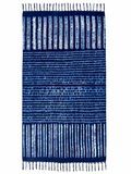 Indigo Leaf Motif Batik Printed Tassel Scarf