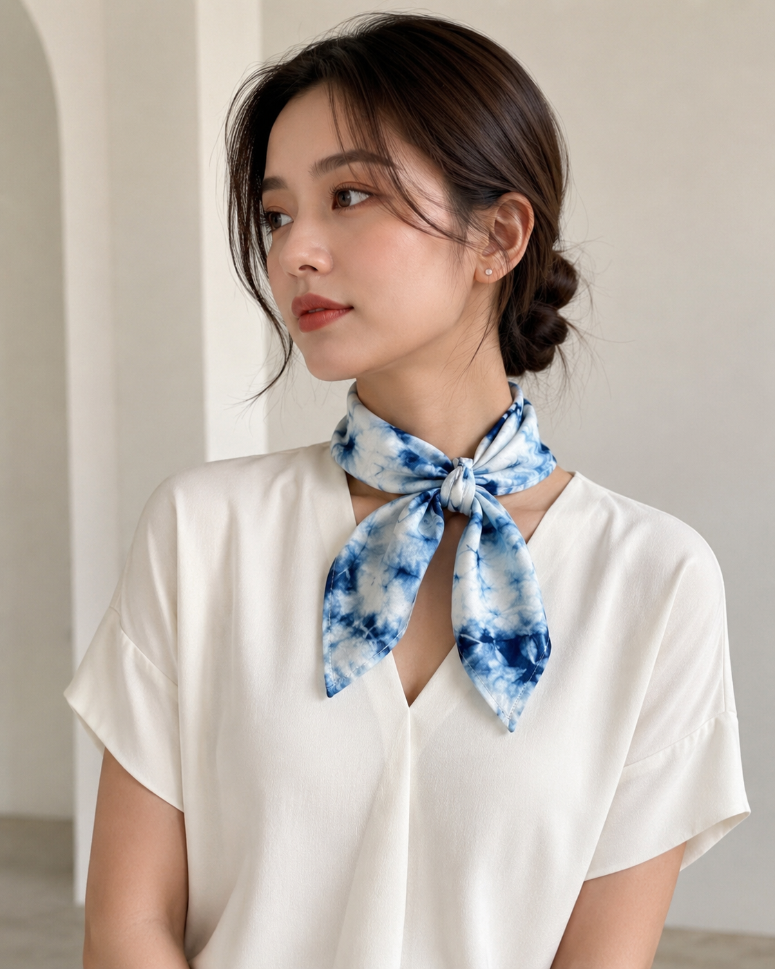 Handmade Indigo Cloud Tie-Dye Square Scarf