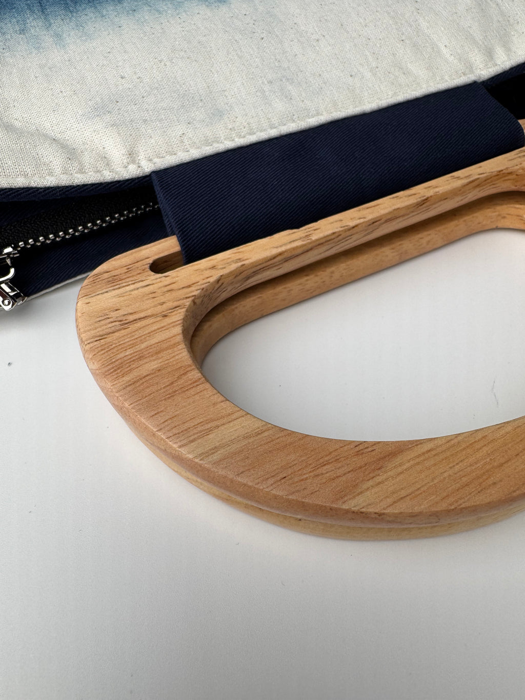 Handmade Indigo Wooden Handle Handbag