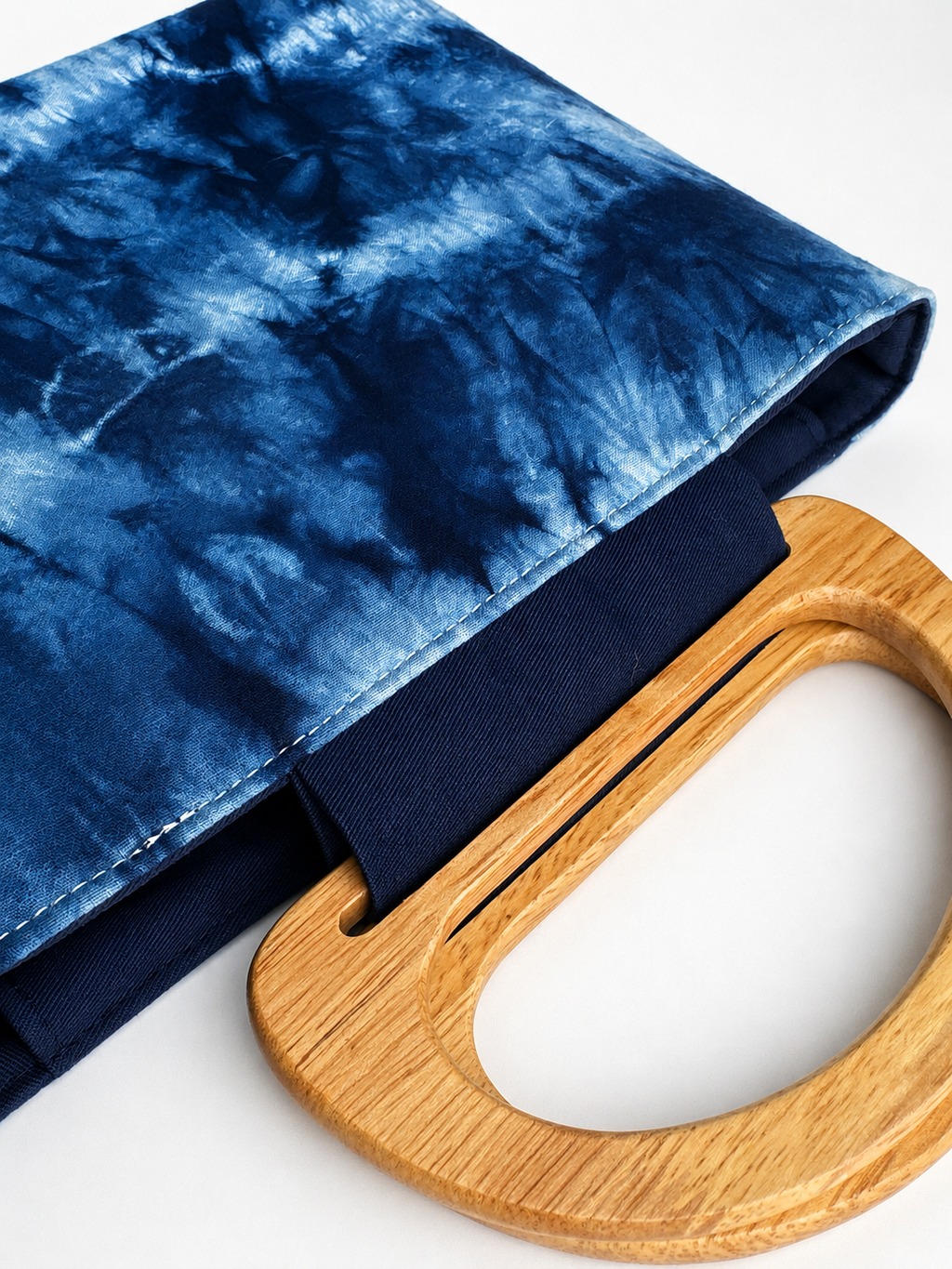 Handmade Indigo Wooden Handle Handbag