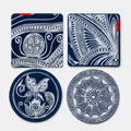 Handmade Indigo Batik 4 Pack Coaster Set