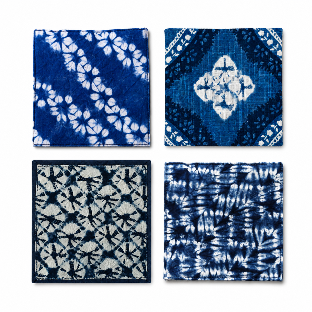 Handmade Indigo Tie-dye 4 Pack Coaster Set