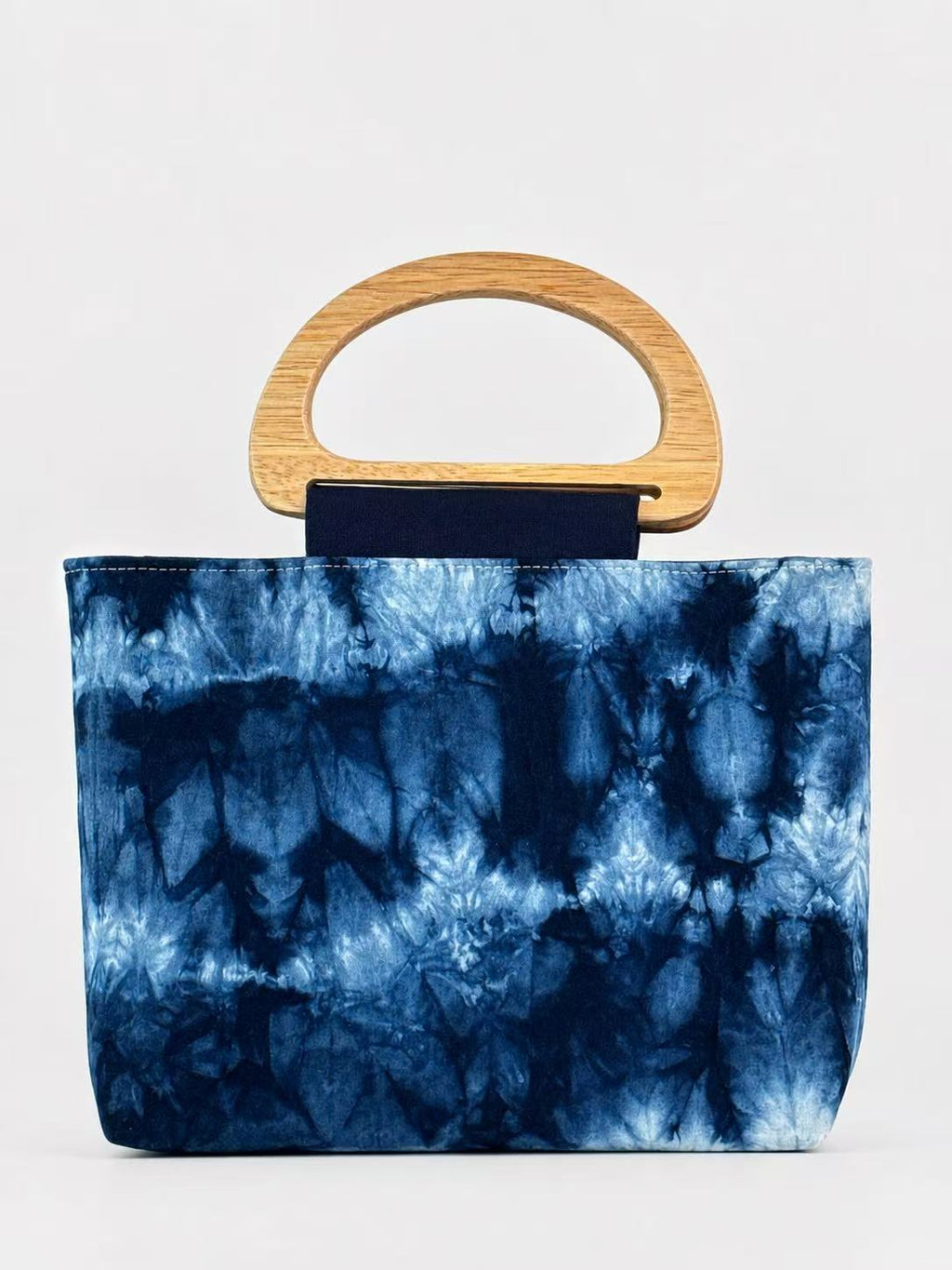 Handmade Indigo Wooden Handle Handbag