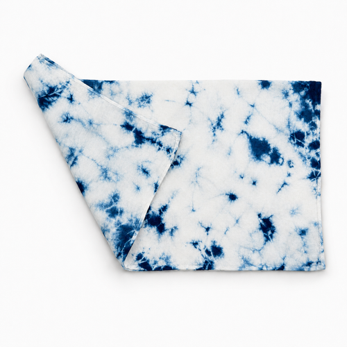 Handmade Indigo Cloud Tie-Dye Square Scarf