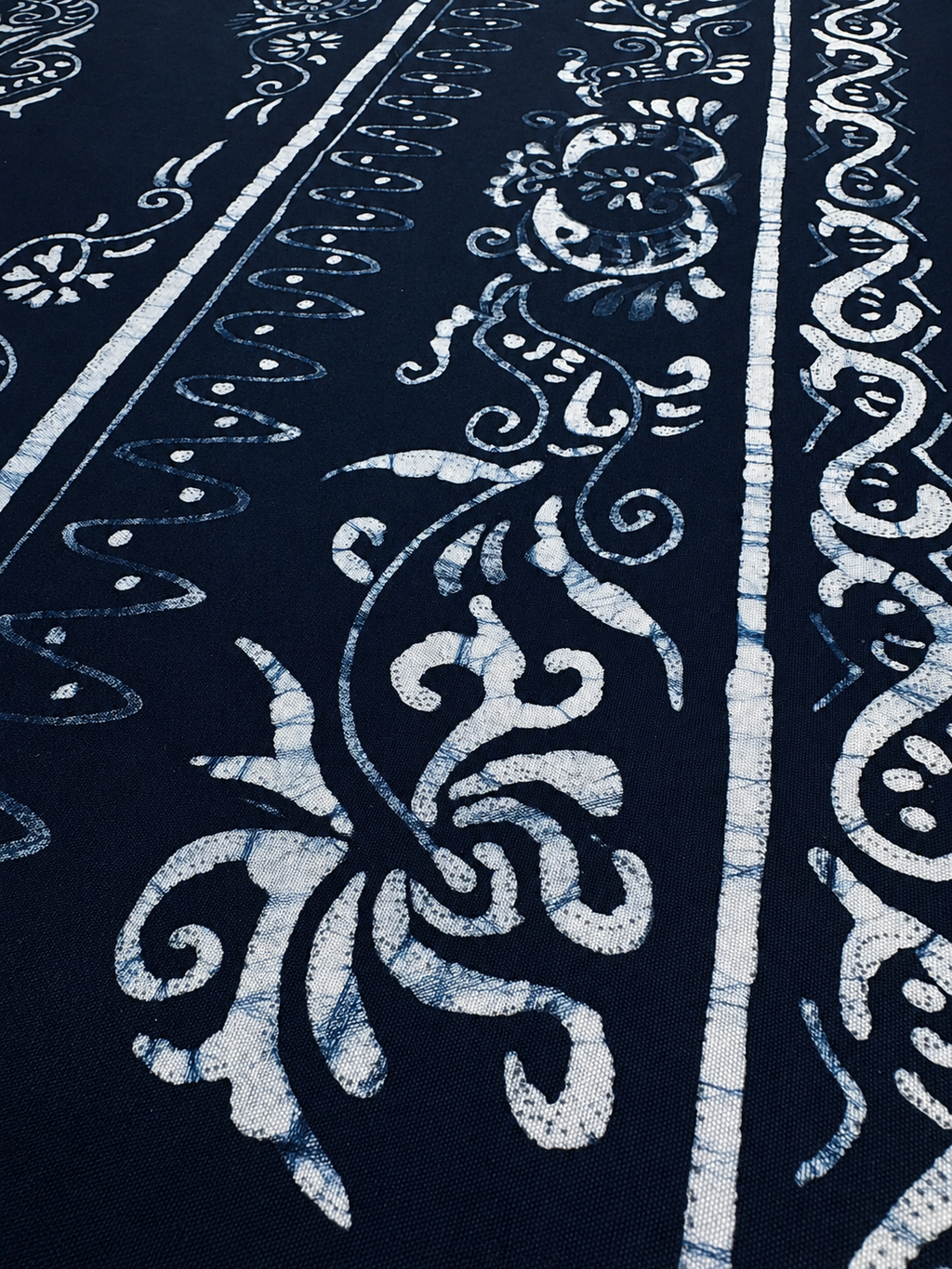 Handmade Indigo Medallion Batik Rectangular Tablecloth