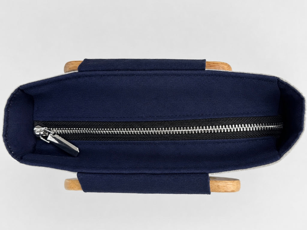 Handmade Indigo Wooden Handle Handbag