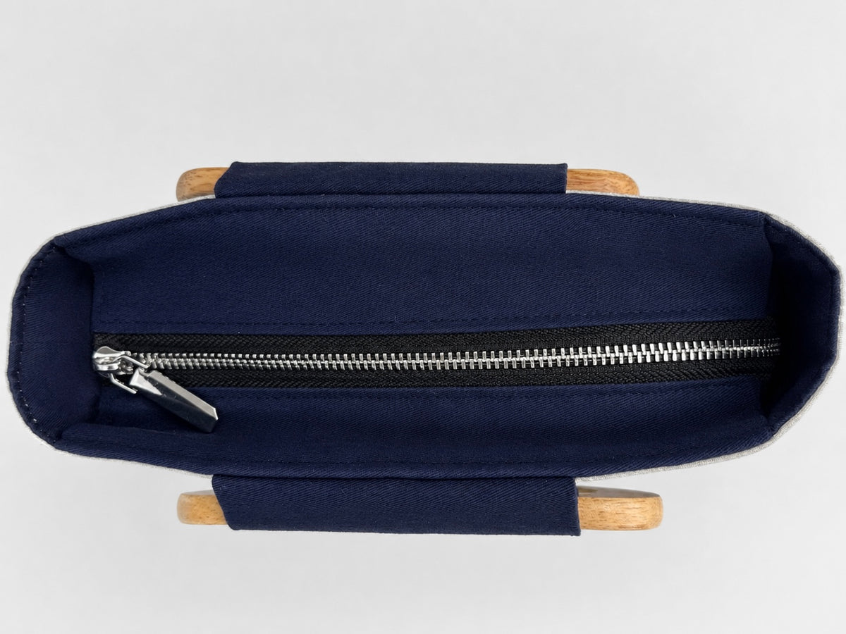 Handmade Indigo Wooden Handle Handbag