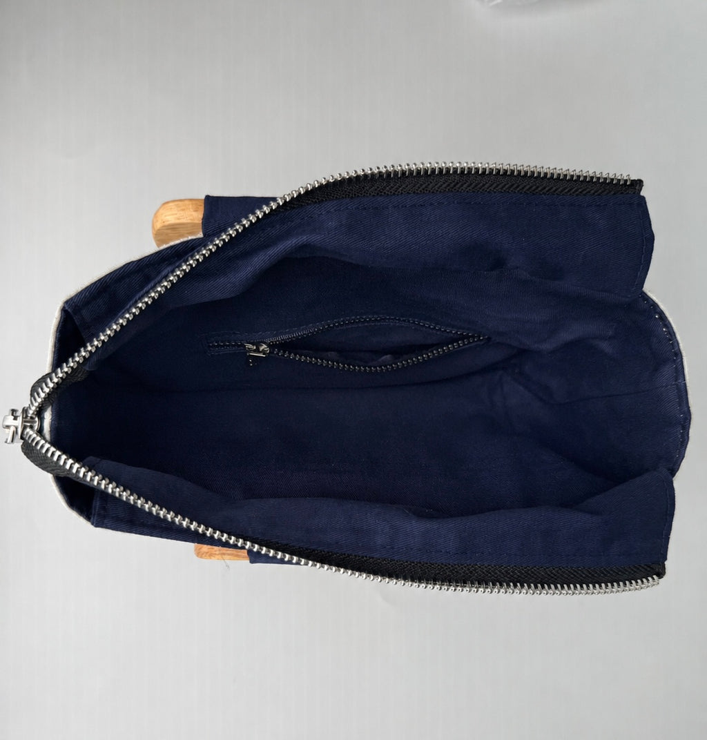 Handmade Indigo Wooden Handle Handbag